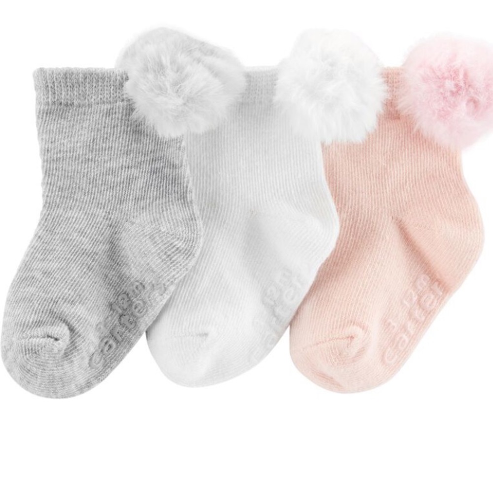 Carter’s 3 pack crew Pom Pom socks - Picture 1 of 7
